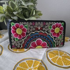 Mexican Floral Embroidered Clutch/Wallet